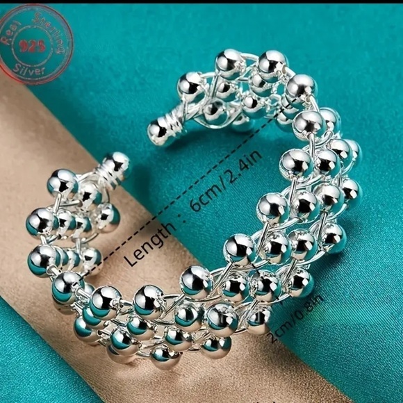 Women’s 925 Sterling Silver Grape Bead Bracelet With An Open Weave Design - NWT - Picture 3 of 5